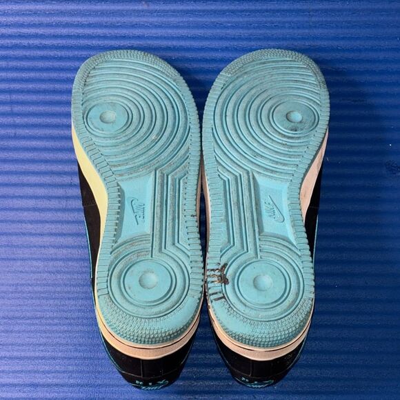 Size 11- Men’s Nike Air Force 1 Low Black Turquoise Casual Sneakers 488298-011 - Picture 8 of 8